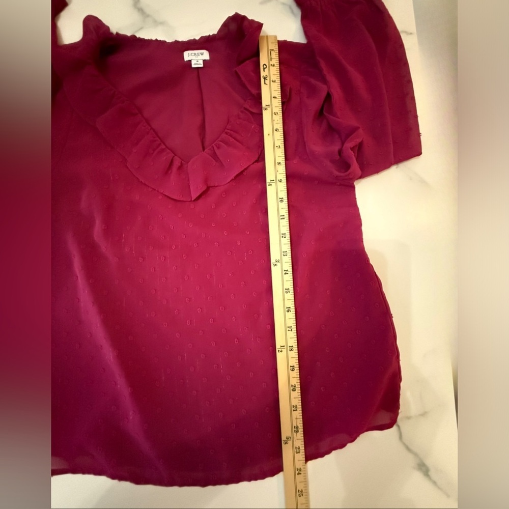 J. Crew Pink Wine colored Swiss Dot Long Sleeve Top. Small Small - Picture 6 of 6